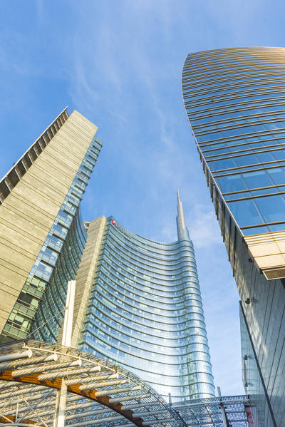 Milan, Lombardy, Italy. 
Gae Aulenti square with Unicredit Towers