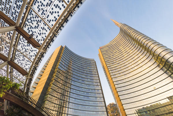 Milan, Lombardy, Italy. 
Gae Aulenti square with Unicredit Towers
