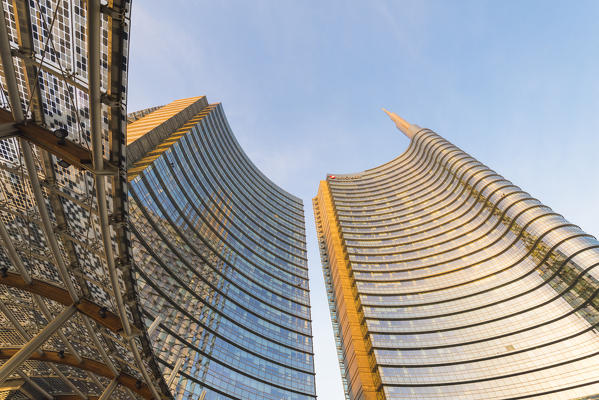 Milan, Lombardy, Italy. 
Gae Aulenti square with Unicredit Towers