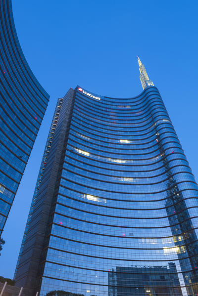 Milan, Lombardy, Italy. 
Gae Aulenti square with Unicredit Towers
