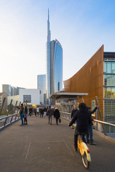 Milan, Lombardy, Italy. 
Gae Aulenti square with Unicredit Towers