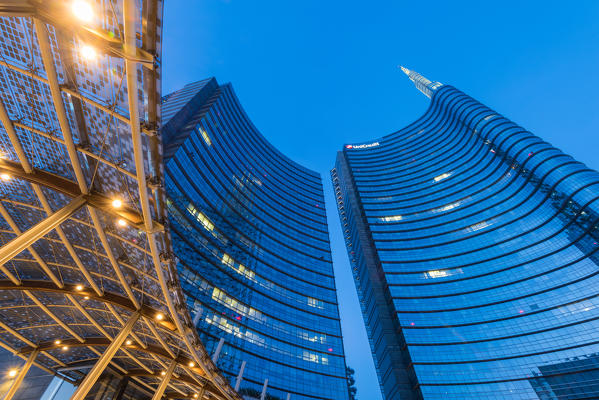 Milan, Lombardy, Italy. 
Gae Aulenti square with Unicredit Towers