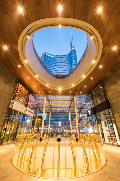 Milan, Lombardy, Italy. 
Gae Auelenti square with view of Unicredit Towers
