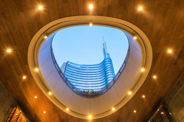 Milan, Lombardy, Italy. 
Gae Auelenti square with view of Unicredit Towers