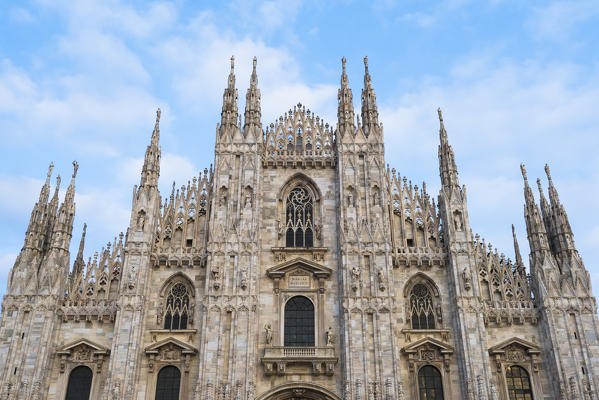 Milan, Lombardy, Italy. 
The facade of the Milan's Cathedral
