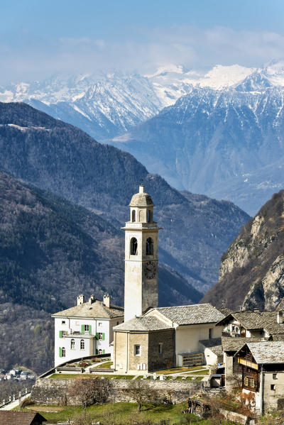Village of Soglio in Bregaglia valley, Maloja district, Switzerland, Europe.