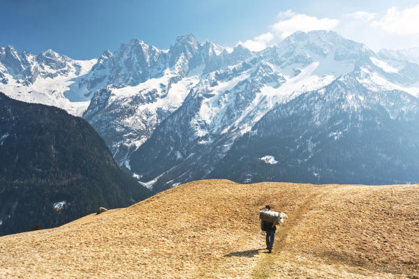Shepherd at the Tombal alp,Switzerland, Maloja district, Canton of Graubünden