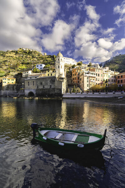Sunrise in Vernazza, Cinque terre natural park in La Spezia province, Liguria, Italy.