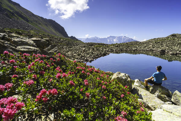 Summer season in Grom lake, Vezza d'Oglio, Brescia province, Lombardy district in Italy.