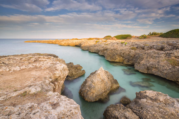 Europe,Italy, Salento beaches at sunrise, province of Taranto, Apulia.