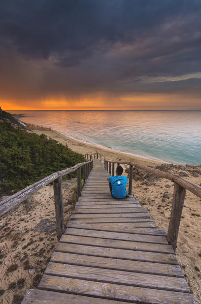 Europe, Italy, Piri Piri Beach at dawn, Salento, Apulia.