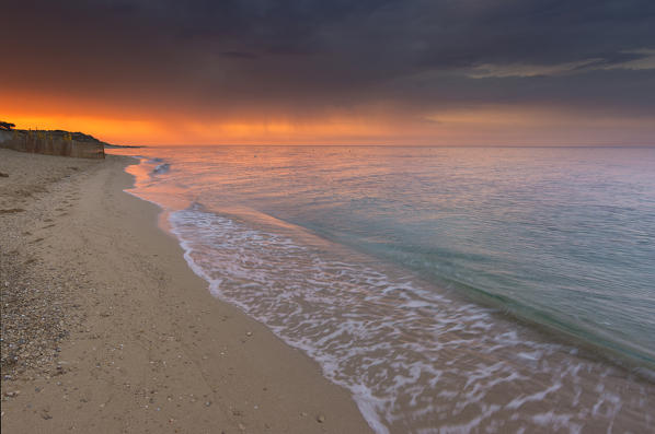 Piri piri beach at dawn, Taranto province, Apulia, Italy.