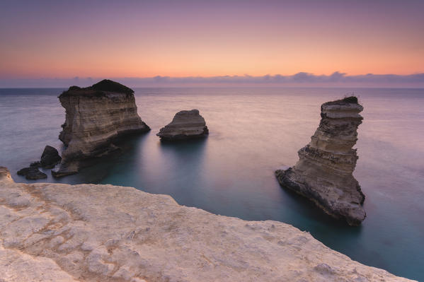 Torre sant'Andrea at dawn, Lecce province, Puglia district, Italy, Europe.