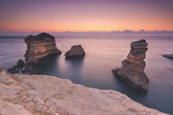 Torre Sant'Andrea at dawn, Lecce province, Europe, Italy, Puglia district.