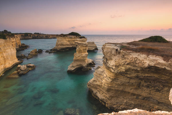 Torre Sant'Andrea at dawn, Lecce province, Europe, Italy, Puglia district.