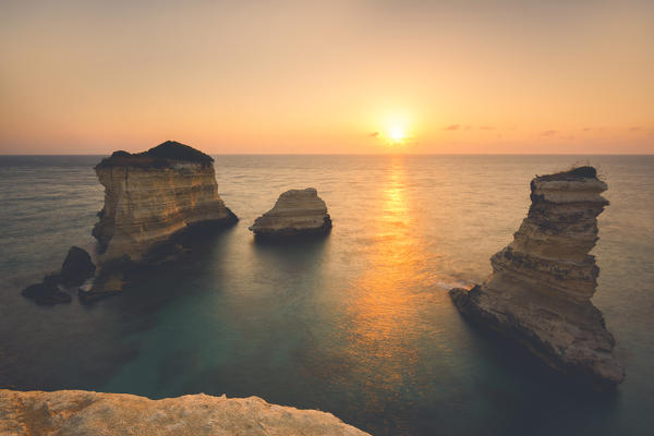 Torre Sant'Andrea at dawn, Lecce province, Europe, Italy, Puglia district.