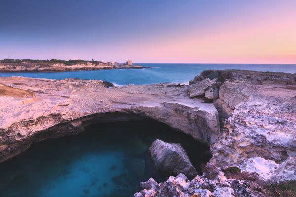 Grotta della Poesia at dawn, Lecce province, Italy, Puglia district, Europe.