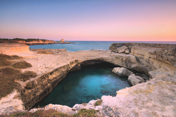 Grotta della Poesia at dawn, Lecce province, Italy, Puglia district, Europe.
