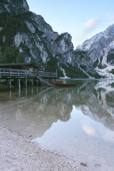 Braies, Prags, Dolomites, South Tyrol, Italy. The Lake Braies , Pragser Wildsee.