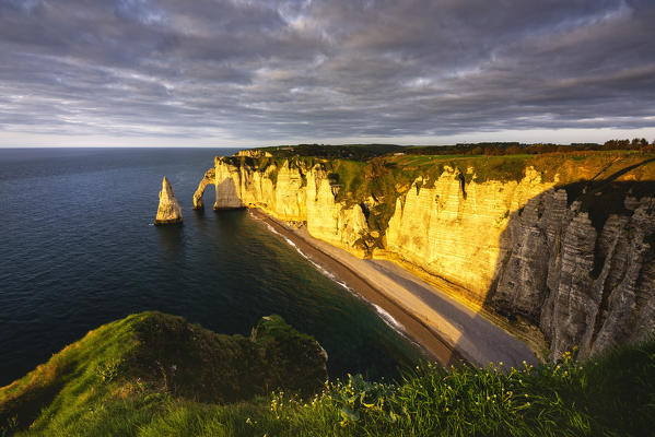 Etretat at sunset ,Normandy,France.