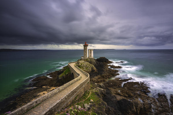 Petit Minou lightouse at sunset. Plouzané, Finistère, Brittany, France.