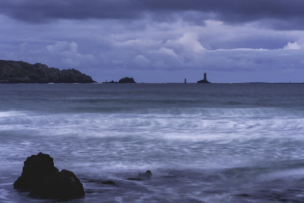 Vieille lighthouse from Raz point. Cléden-Cap-Sizun, Finistère, Bretagne, France.
