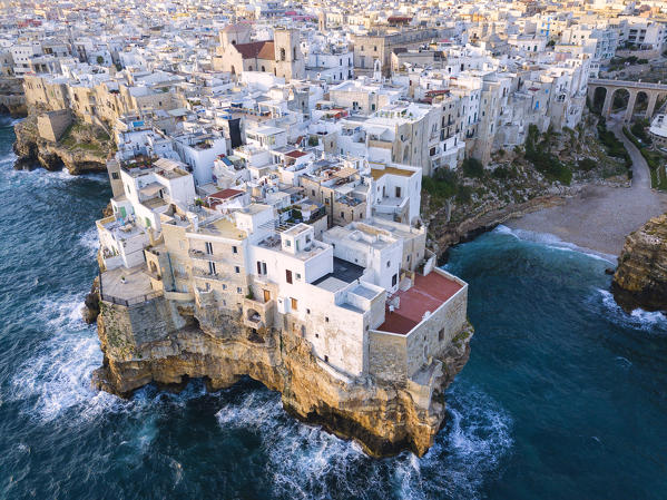 Polignano a Mare aerial view, Bari district, Puglia, Italy, Europe.