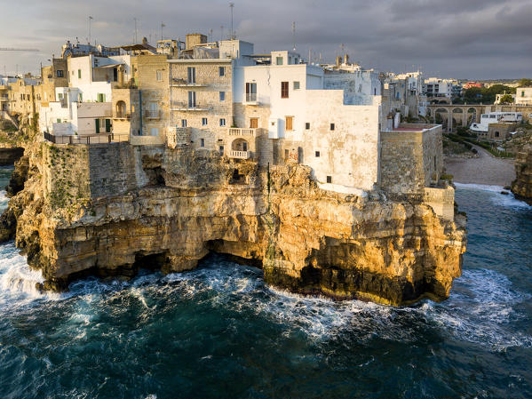 Polignano a Mare aerial view, Bari district, Puglia, Italy, Europe.