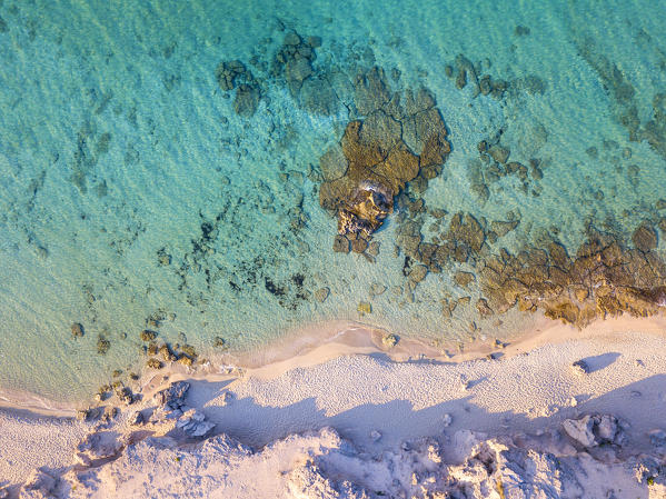 Detail of Ionic sea aerial view, Taranto district, Puglia, Italy, Europe.
