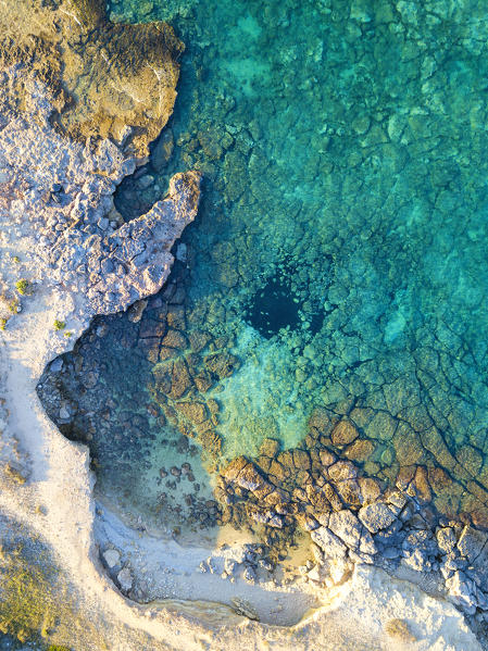 Detail of Ionic sea aerial view, Taranto district, Puglia, Italy, Europe.