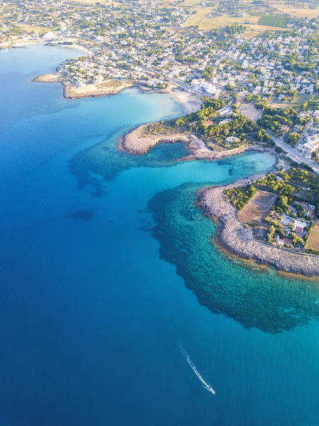Marina di Pulsano aerial view, Taranto province, Apulia, Salento, Italy, Europe.