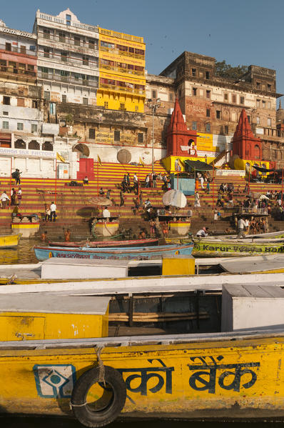 Varanasi, Uttar Pradesh, India, Asia. Morning scene on the ghats