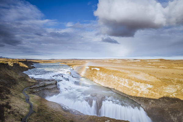 Iceland. Gulfoss waterfall at sunset.