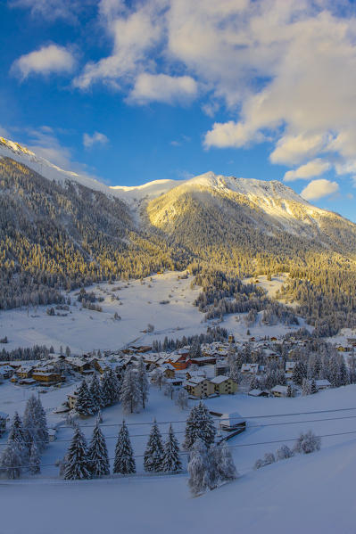 Small village with pristine snow. Switzerland, Europe.