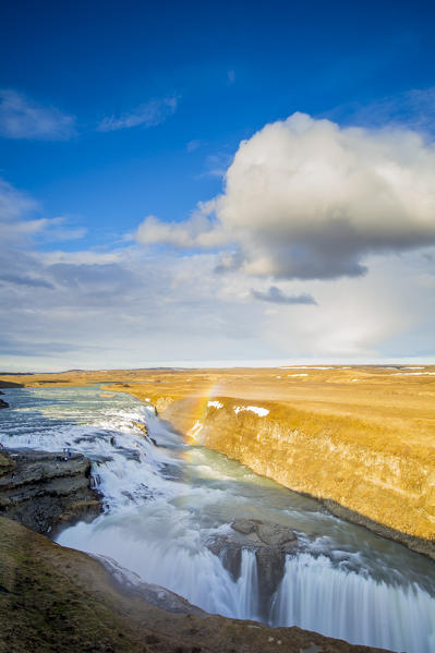 Iceland. Gulfoss waterfall at sunset.