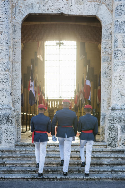 Colonial Zone (Ciudad Colonial), Santo Domingo, Dominican Republic. Guards at the Panteon Nacional.
