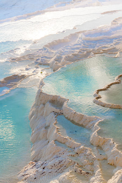 Turkey, Denizli Province, Pamukkale, Hierapolis Pamukkale Archeological Site (UNESCO Site), Natural Travertine Thermal Pools