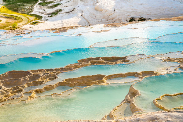 Turkey, Denizli Province, Pamukkale, Hierapolis Pamukkale Archeological Site (UNESCO Site), Natural Travertine Thermal Pools