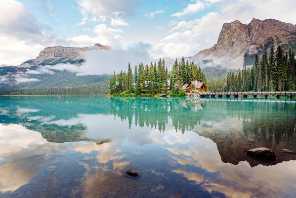 Reflection at Emerald Lake in Yoho National Park, British Columbia, Western Canada