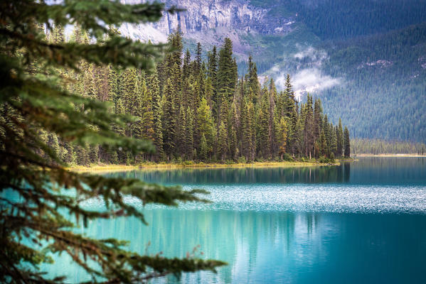 Reflection at Emerald Lake in Yoho National Park, British Columbia, Western Canada