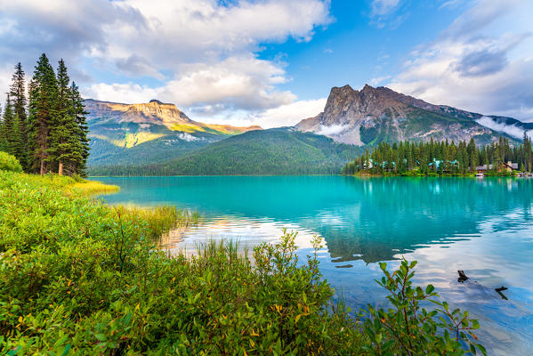 Reflection at Emerald Lake in Yoho National Park, British Columbia, Western Canada
