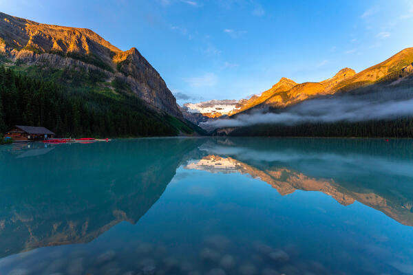 Lake Louise at sunrise, Banff National Park. Alberta, Canadian Rockies, Canada