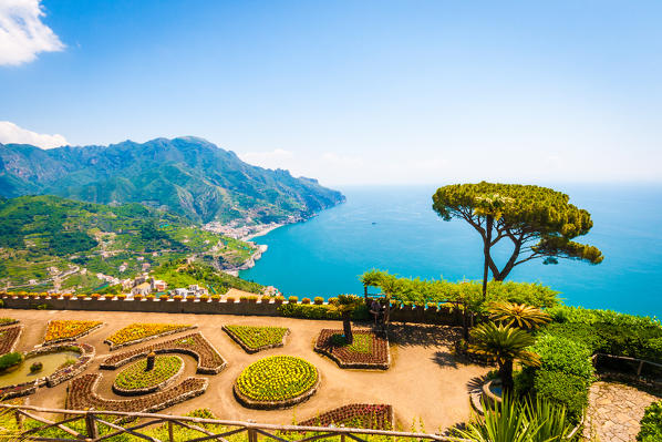 Ravello, Campania, Salerno, beautiful Town on the Amalfi Coast. View from Villa Rufolo