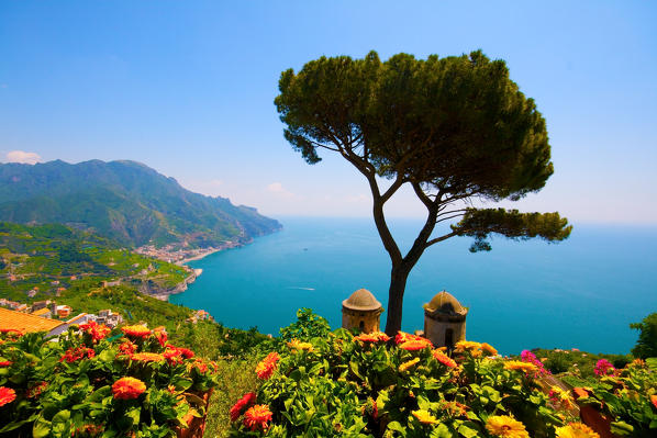 Ravello, Campania, Salerno, beautiful Town on the Amalfi Coast.View from Villa Rufolo