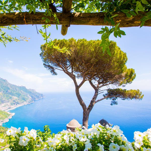 Ravello, Amalfi Coast, Sorrento, Italy. View of the coastline from Villa Rufolo