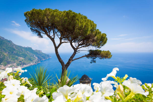 Ravello, Amalfi Coast, Sorrento, Italy. View of the coastline from Villa Rufolo