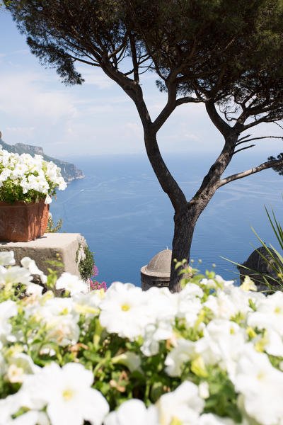 Ravello, Amalfi Coast, Sorrento, Italy. View of the coastline from Villa Rufolo