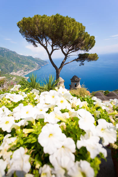 Ravello, Amalfi Coast, Sorrento, Italy. View of the coastline from Villa Rufolo