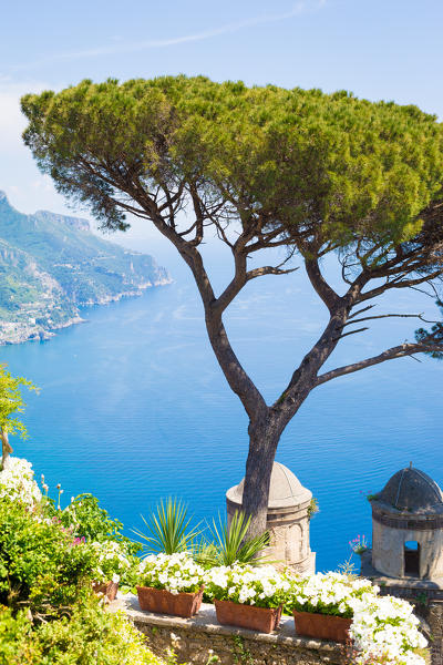 Ravello, Amalfi Coast, Sorrento, Italy. View of the coastline from Villa Rufolo