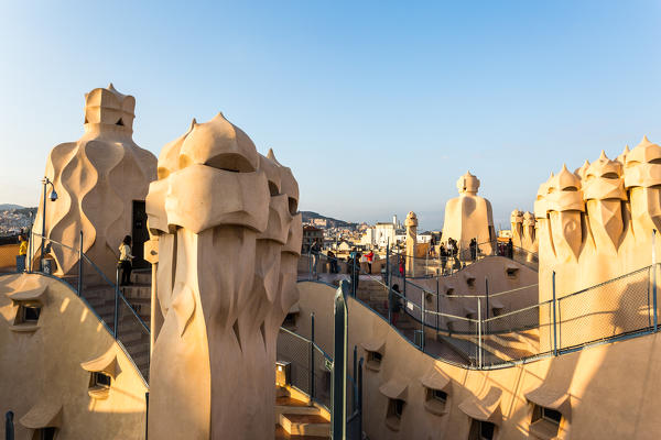 Barcelona, Spain, La Pedrera rooftop, designed by Antonio Gaudi